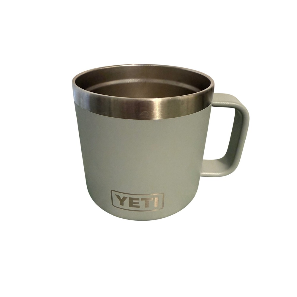 YETI Rambler 14 oz Mug Seafoam Green Stainless Steel Vacuum Insulated Camp Cup